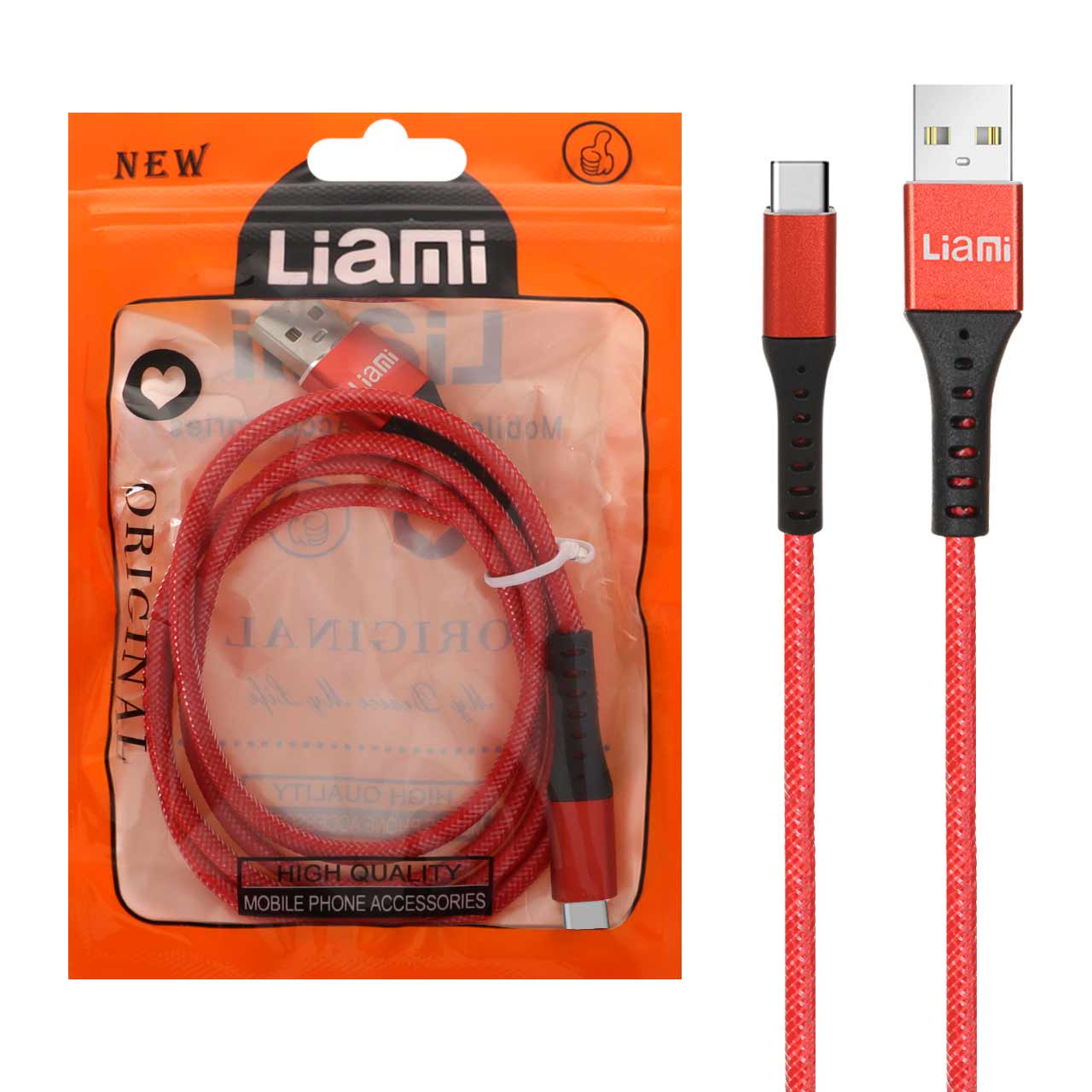 کابل شارژ فست Liami Type-C - قرمز (گارانتی شش ماهه شرکتی)